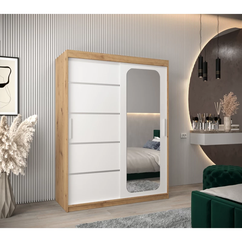 Zrcadlová skříň DONICELA 3 - 150 cm, artisan / bílá