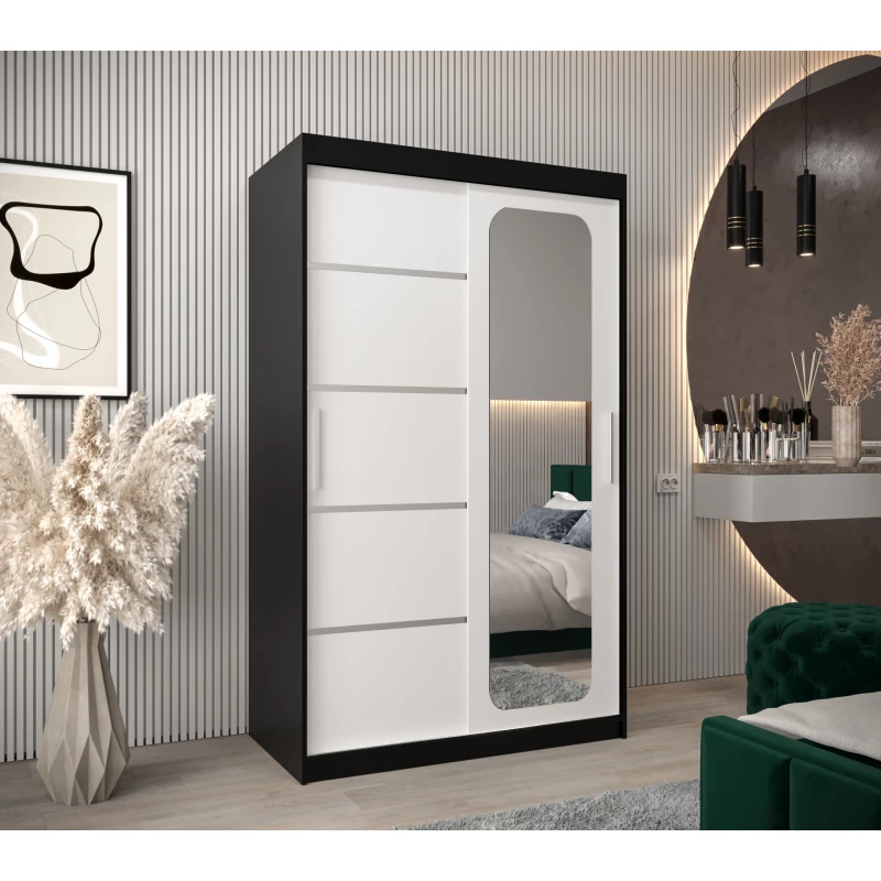 Zrcadlová skříň DONICELA 3 - 120 cm, černá / bílá