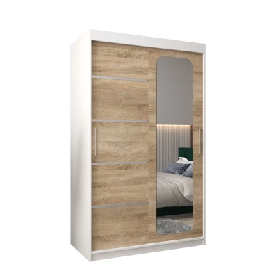 Zrcadlová skříň DONICELA 3 - 120 cm, bílá / sonoma