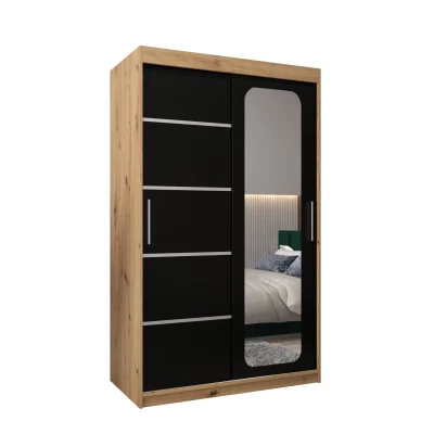 Zrcadlová skříň DONICELA 3 - 120 cm, artisan / černá