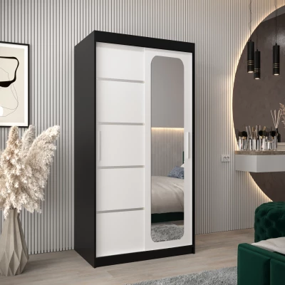 Zrcadlová skříň DONICELA 3 - 100 cm, černá / bílá