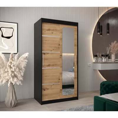 Zrcadlová skříň DONICELA 3 - 100 cm, černá / artisan