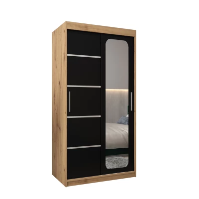Zrcadlová skříň DONICELA 3 - 100 cm, artisan / černá