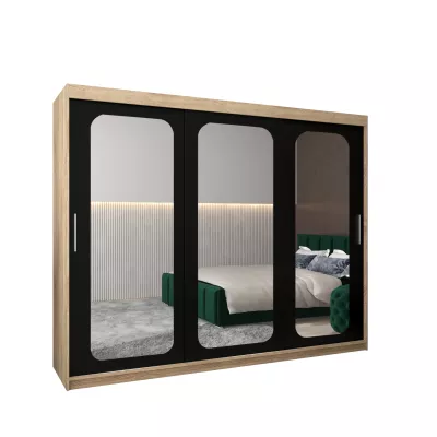 Zrcadlová skříň DONICELA 2 - 250 cm, sonoma / černá