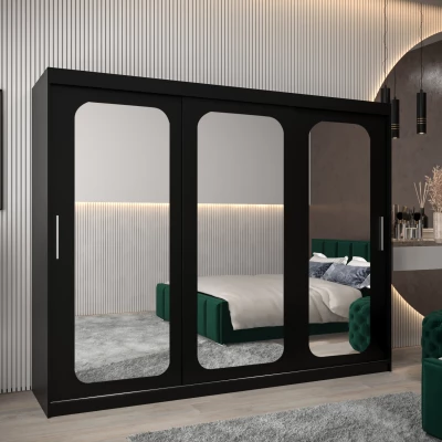 Zrcadlová skříň DONICELA 2 - 250 cm, černá