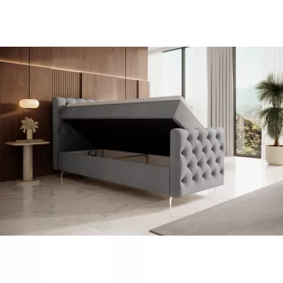 Čalouněná postel 80x200 ADRIA PLUS s úložným prostorem - levá, světle šedá