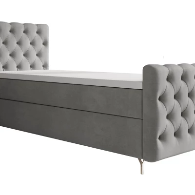 Čalouněná postel 80x200 ADRIA PLUS s úložným prostorem - pravá, světle šedá