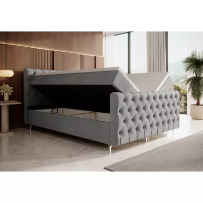 Čalouněná postel 120x200 ADRIA PLUS s úložným prostorem - světle šedá