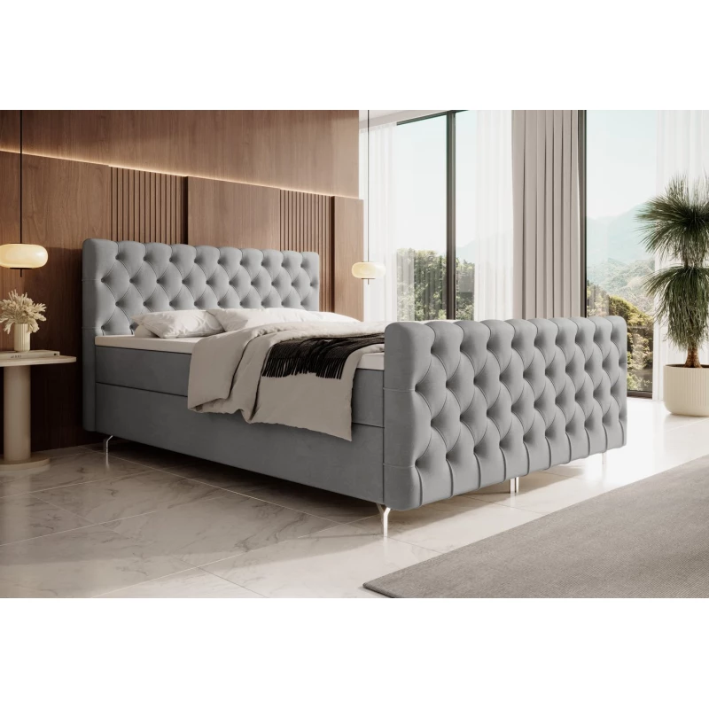 Čalouněná postel 120x200 ADRIA PLUS s úložným prostorem - světle šedá