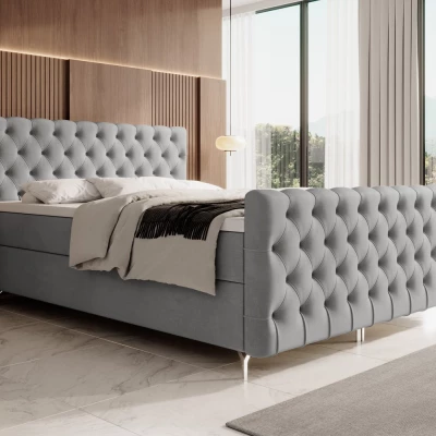 Čalouněná postel 160x200 ADRIA PLUS s úložným prostorem - světle šedá