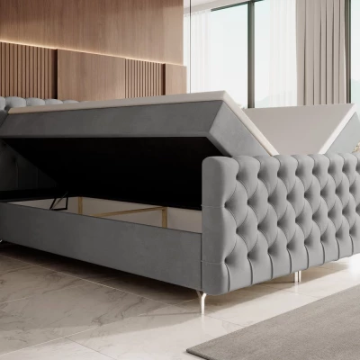 Čalouněná postel 200x200 ADRIA PLUS s úložným prostorem - světle šedá