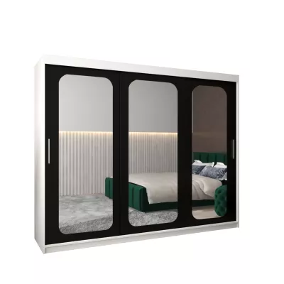 Zrcadlová skříň DONICELA 2 - 250 cm, bílá / černá