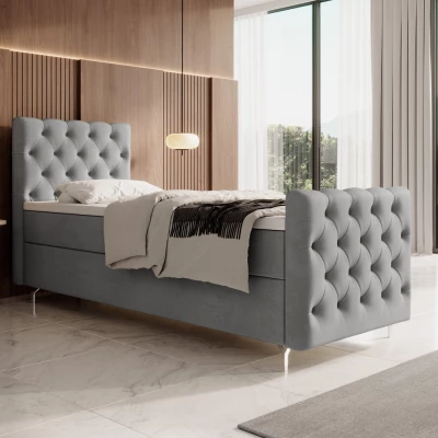 Čalouněná postel 90x200 ADRIA COMFORT PLUS s úložným prostorem - levá, světle šedá