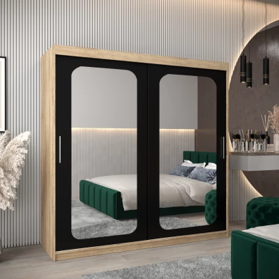 Zrcadlová skříň DONICELA 2 - 200 cm, sonoma / černá