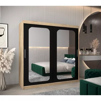 Zrcadlová skříň DONICELA 2 - 200 cm, sonoma / černá