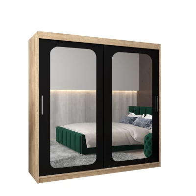 Zrcadlová skříň DONICELA 2 - 200 cm, sonoma / černá