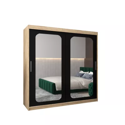 Zrcadlová skříň DONICELA 2 - 200 cm, sonoma / černá