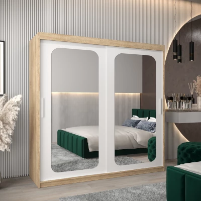 Zrcadlová skříň DONICELA 2 - 200 cm, sonoma / bílá