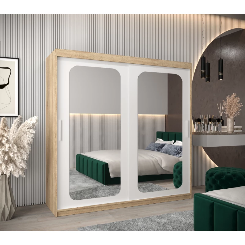 Zrcadlová skříň DONICELA 2 - 200 cm, sonoma / bílá