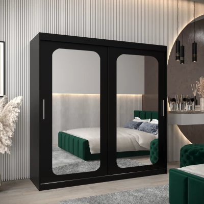 Zrcadlová skříň DONICELA 2 - 200 cm, černá