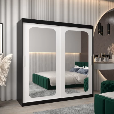 Zrcadlová skříň DONICELA 2 - 200 cm, černá / bílá