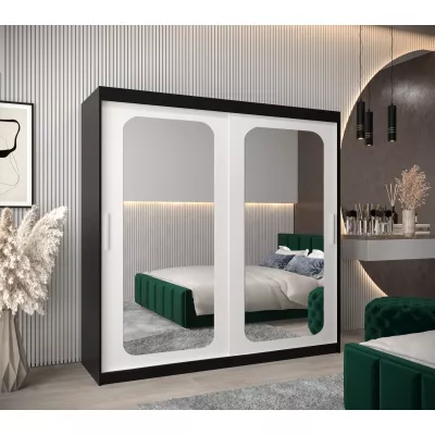 Zrcadlová skříň DONICELA 2 - 200 cm, černá / bílá