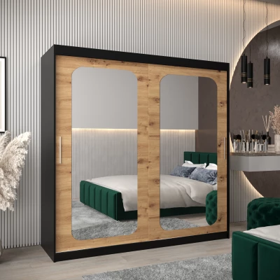 Zrcadlová skříň DONICELA 2 - 200 cm, černá / artisan