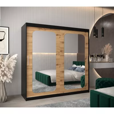 Zrcadlová skříň DONICELA 2 - 200 cm, černá / artisan