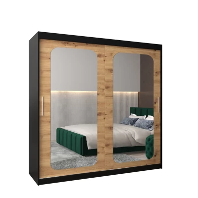 Zrcadlová skříň DONICELA 2 - 200 cm, černá / artisan