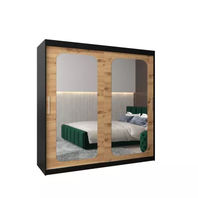 Zrcadlová skříň DONICELA 2 - 200 cm, černá / artisan