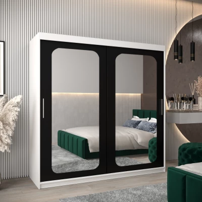 Zrcadlová skříň DONICELA 2 - 200 cm, bílá / černá