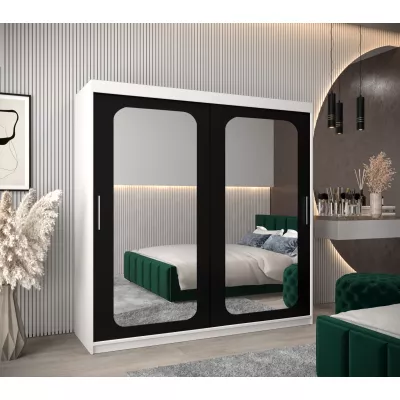 Zrcadlová skříň DONICELA 2 - 200 cm, bílá / černá