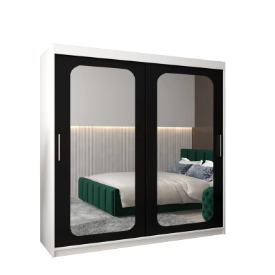 Zrcadlová skříň DONICELA 2 - 200 cm, bílá / černá