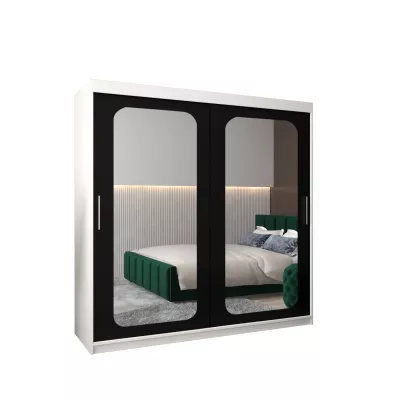 Zrcadlová skříň DONICELA 2 - 200 cm, bílá / černá
