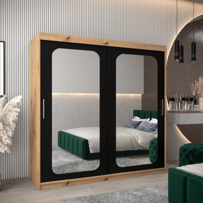 Zrcadlová skříň DONICELA 2 - 200 cm, artisan / černá