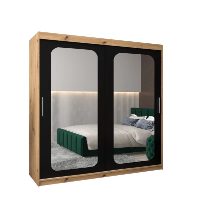 Zrcadlová skříň DONICELA 2 - 200 cm, artisan / černá