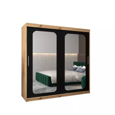 Zrcadlová skříň DONICELA 2 - 200 cm, artisan / černá