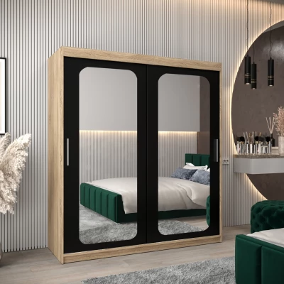 Zrcadlová skříň DONICELA 2 - 180 cm, sonoma / černá