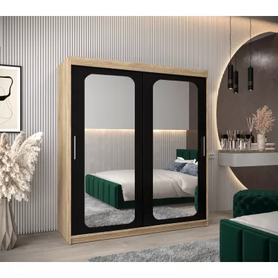 Zrcadlová skříň DONICELA 2 - 180 cm, sonoma / černá