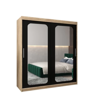 Zrcadlová skříň DONICELA 2 - 180 cm, sonoma / černá