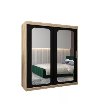 Zrcadlová skříň DONICELA 2 - 180 cm, sonoma / černá