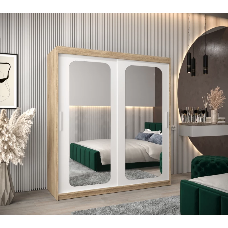 Zrcadlová skříň DONICELA 2 - 180 cm, sonoma / bílá