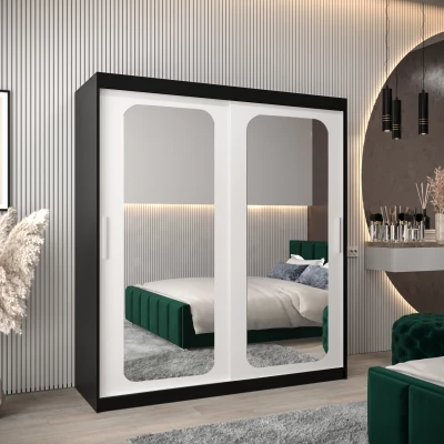 Zrcadlová skříň DONICELA 2 - 180 cm, černá / bílá