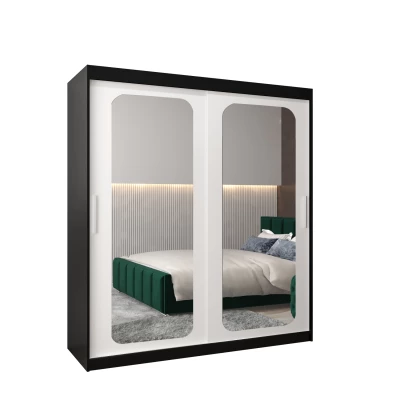 Zrcadlová skříň DONICELA 2 - 180 cm, černá / bílá