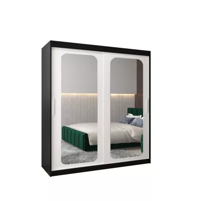 Zrcadlová skříň DONICELA 2 - 180 cm, černá / bílá