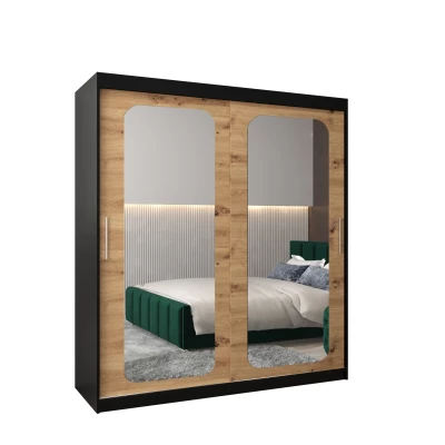 Zrcadlová skříň DONICELA 2 - 180 cm, černá / artisan