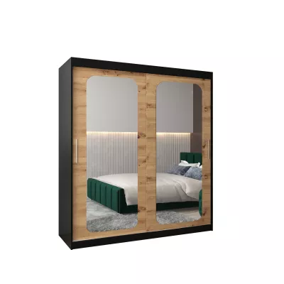 Zrcadlová skříň DONICELA 2 - 180 cm, černá / artisan