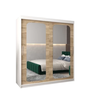 Zrcadlová skříň DONICELA 2 - 180 cm, bílá / sonoma