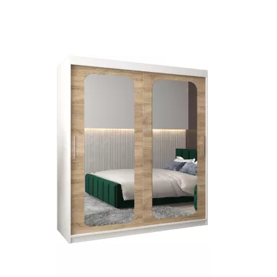 Zrcadlová skříň DONICELA 2 - 180 cm, bílá / sonoma