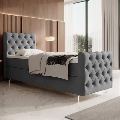 Čalouněná postel 80x200 ADRIA PLUS s úložným prostorem - pravá, šedá